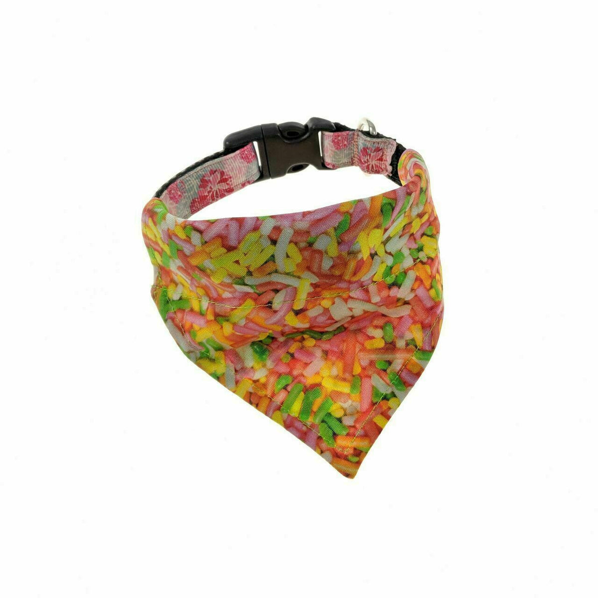 Boho Floral Ghosts/ Gray Plaid Reversible Slide-on Bandana (Medium)