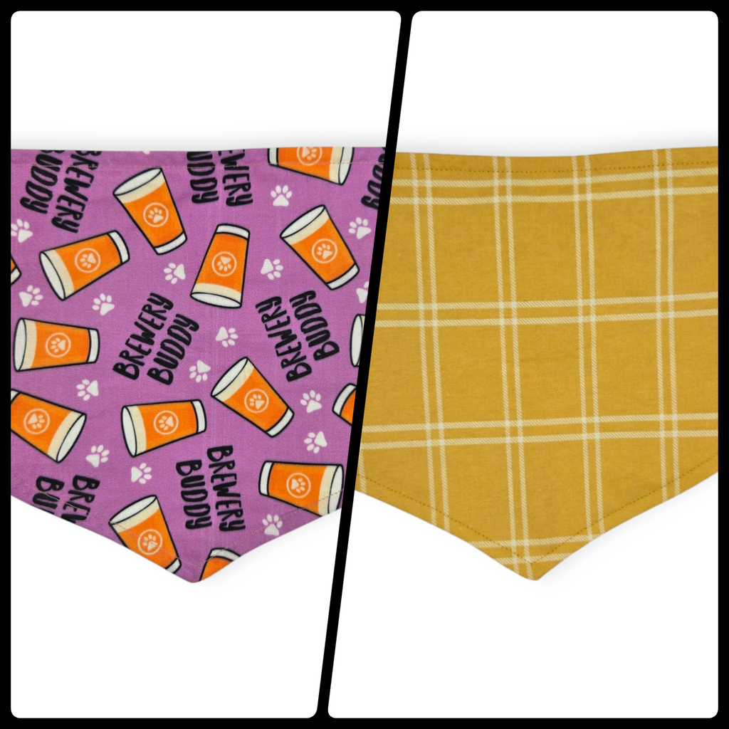 Brewery Buddy (Orchid)/Mustard Plaid Tie-on Bandana (Medium)