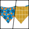 Brewery Buddy (Blue)/Mustard Plaid Reversible Slip-on Scrunchie Bandana (Small)