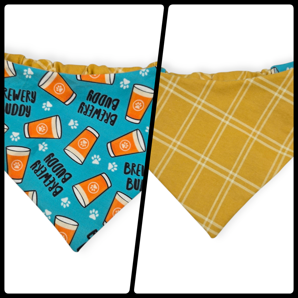 Brewery Buddy/Mustard Plaid Slip-on Scrunchie Bandana (Medium/Large)