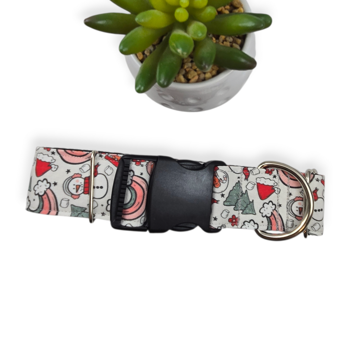 Christmas Rainbows Dog Collar (Large, 1.5" wide)
