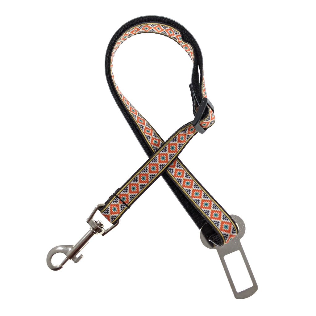 Black & Orange Aztec Seat Belt (Small)