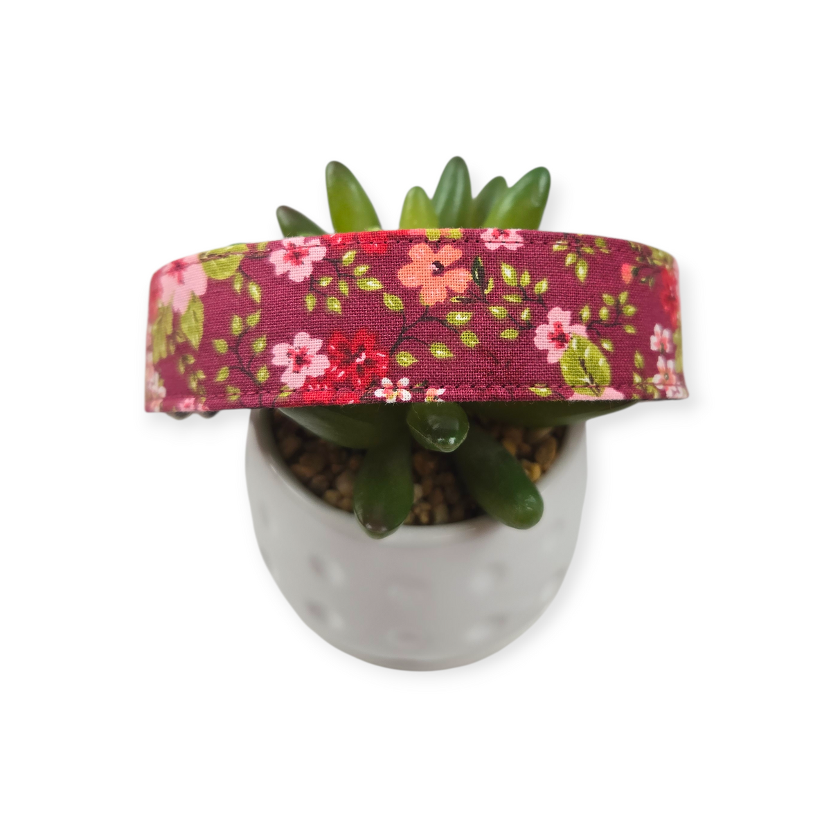 Floral on Maroon Dog collar (Large)