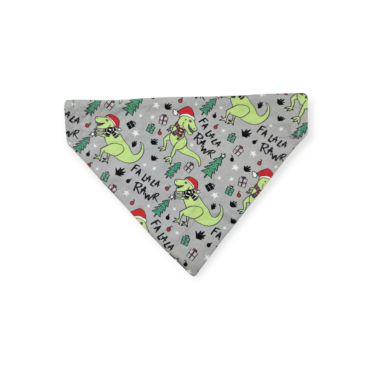 Fa La La RAWR/Gray Paws Plaid Reversible Slide-on Bandana (Medium)