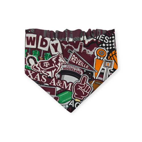 A&M Doodles/Maroon Plaid Reversible Slip-on Scrunchie Bandana (Small)