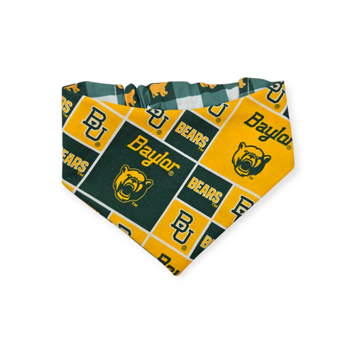 Baylor/Baylor Plaid Reversible Slip-on Scrunchie Bandana (Large)