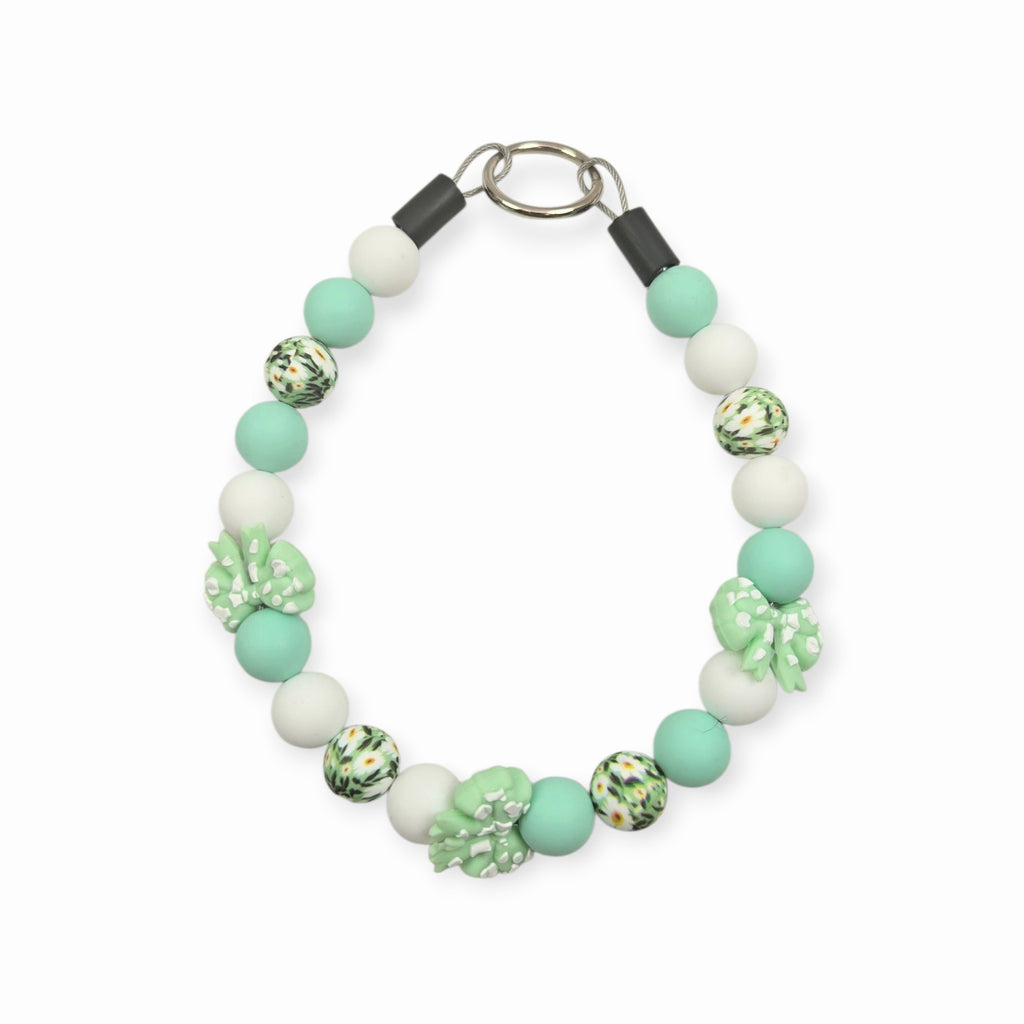 Mint Bows Beaded Collar - 14.25"