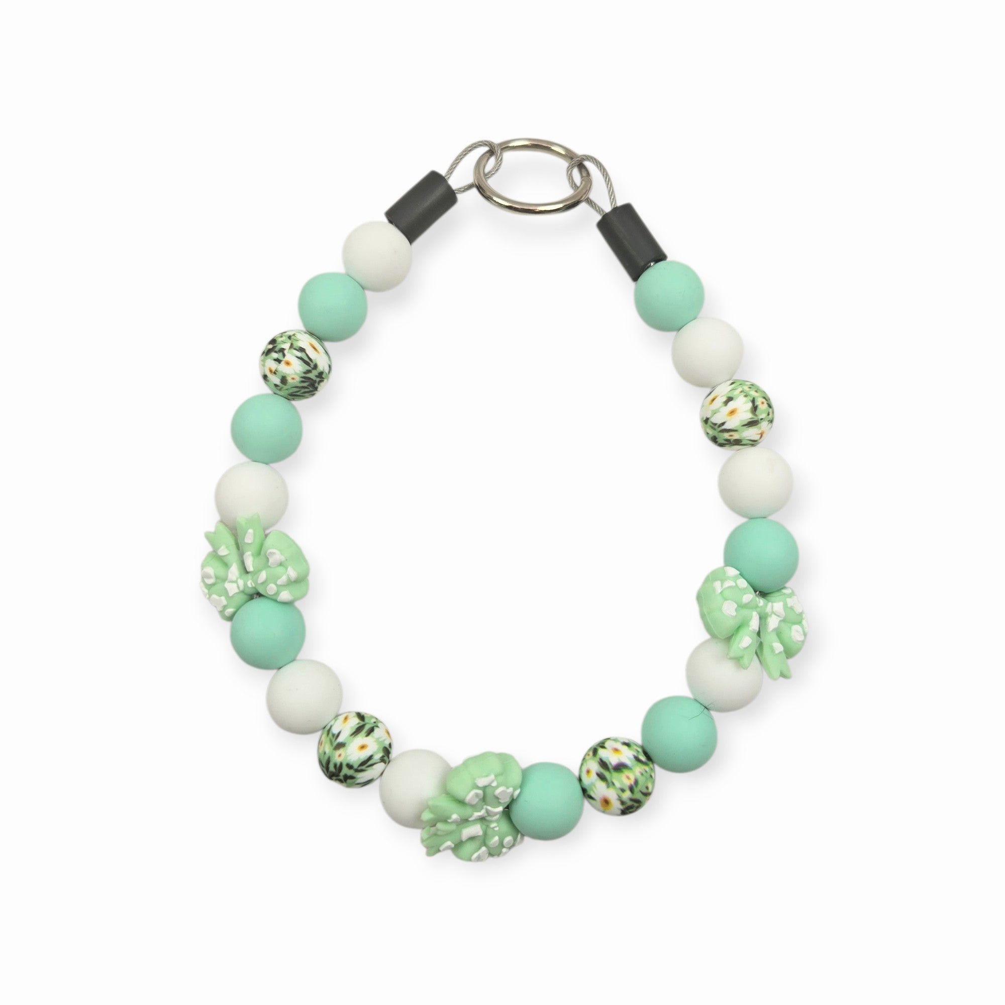 Mint Bows Beaded Collar - 14.25"