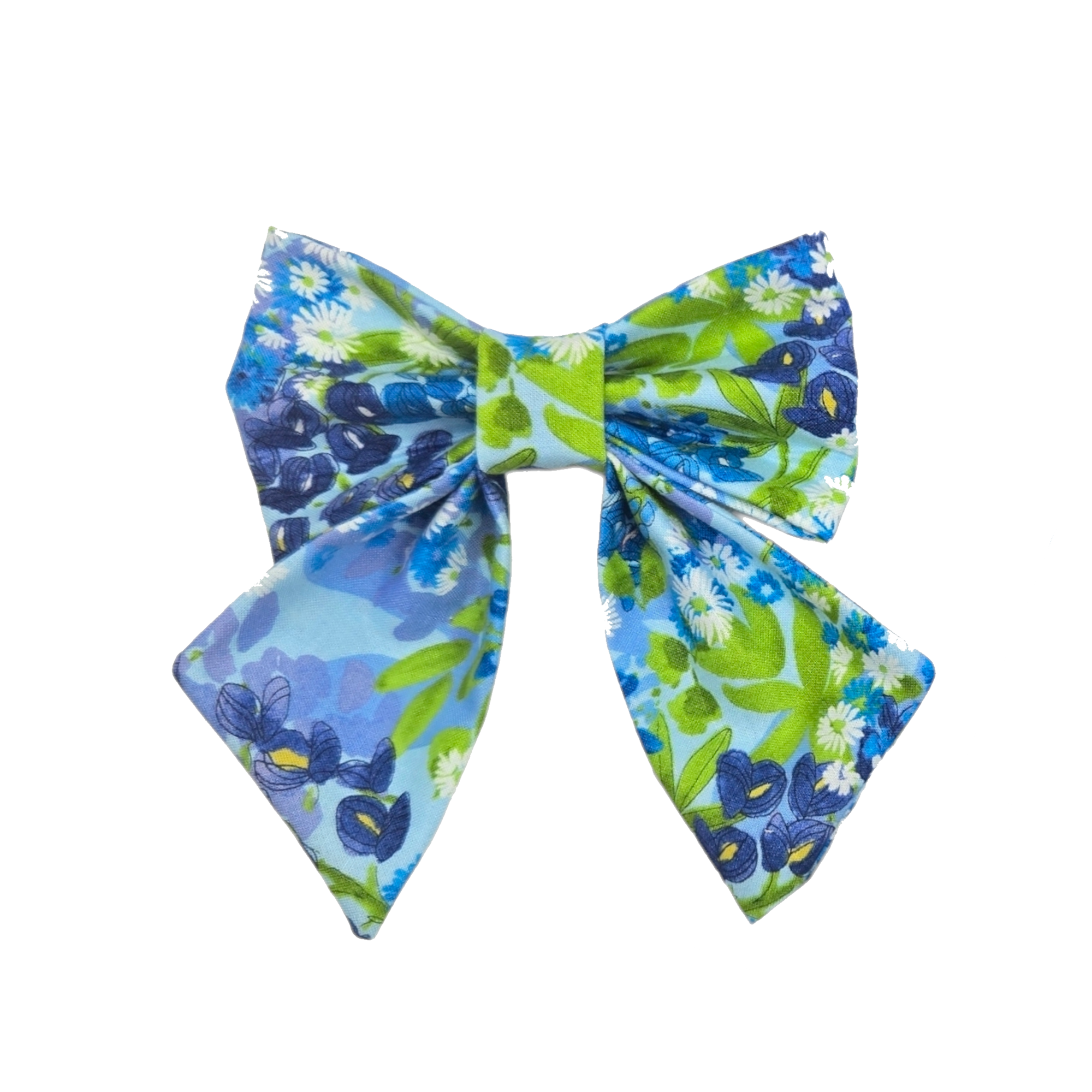 Wild Blossoms on Blue Sailor Bow - 5"