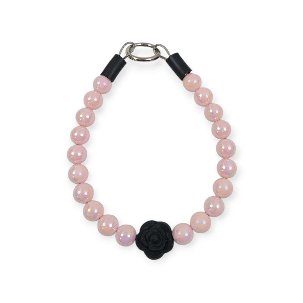 Pink Pearl with Rose Beaded Collar - 12"