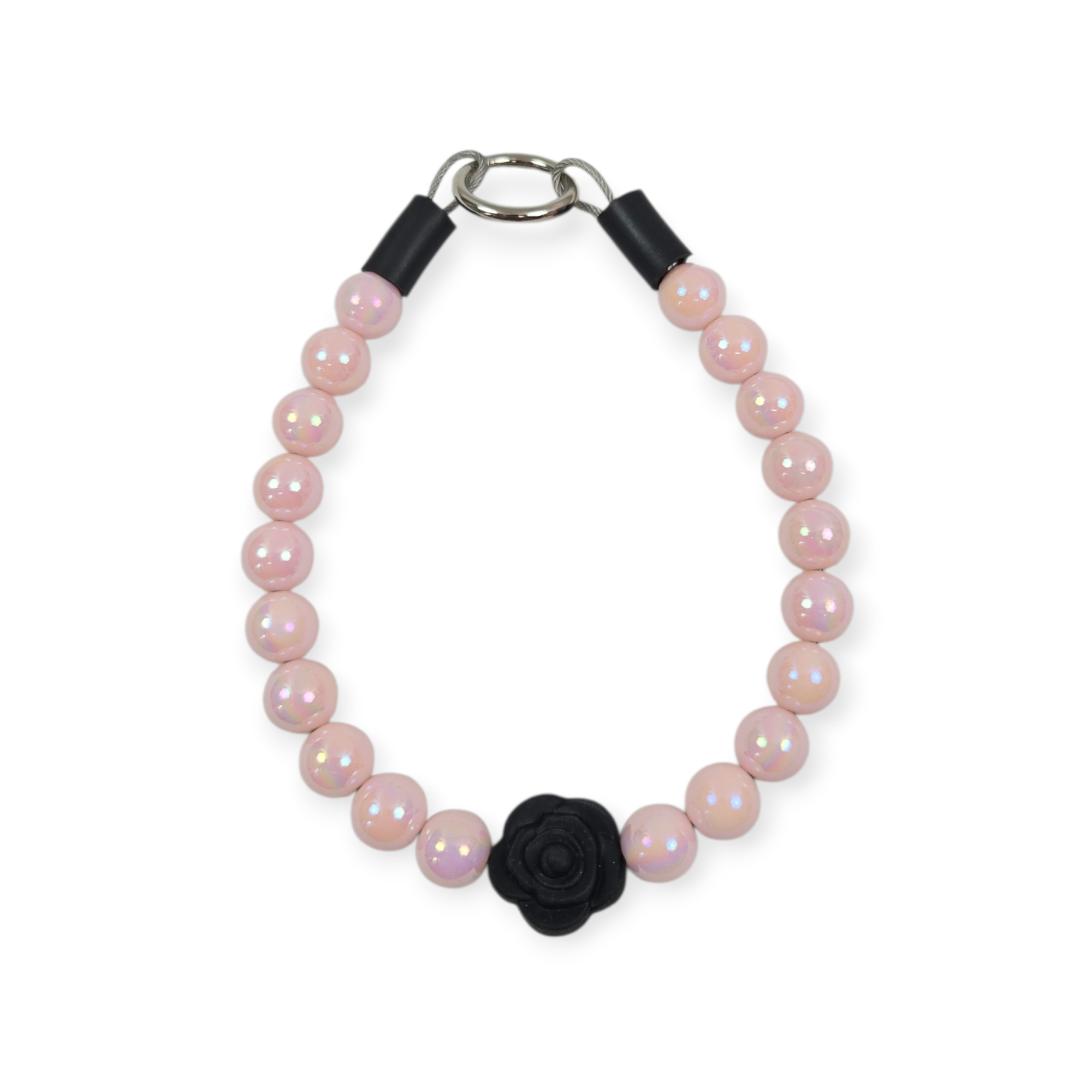 Pink Pearl with Rose Beaded Collar - 12"