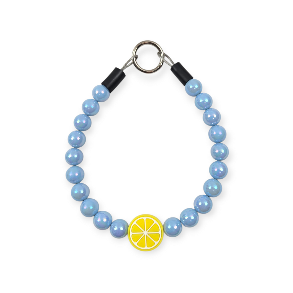 Pearl Blue with Lemon Beaded Collar - 12.25"