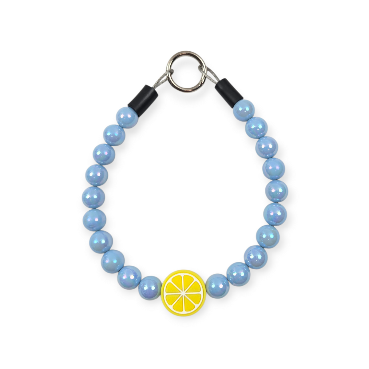 Pearl Blue with Lemon Beaded Collar - 12.25"