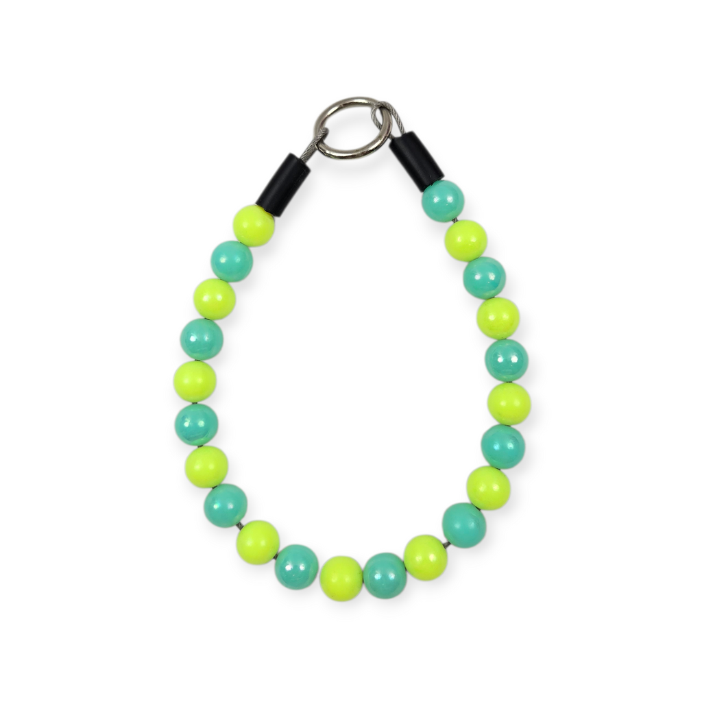Teal & Neon Yellow Beaded Collar - 12.25"