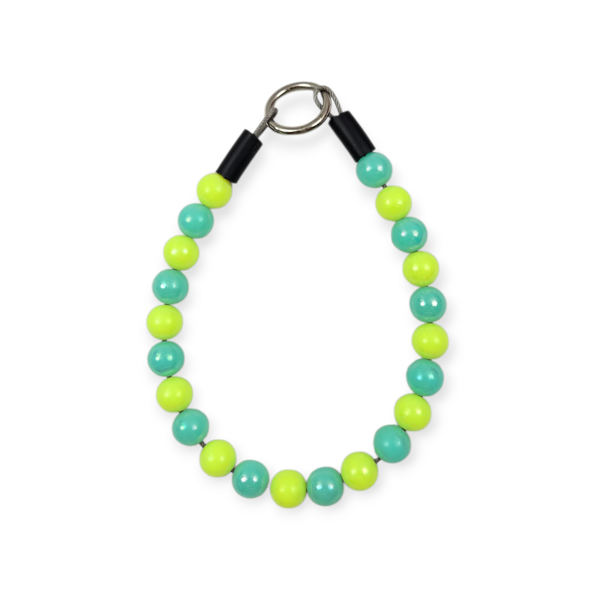 Teal & Neon Yellow Beaded Collar - 12.25"
