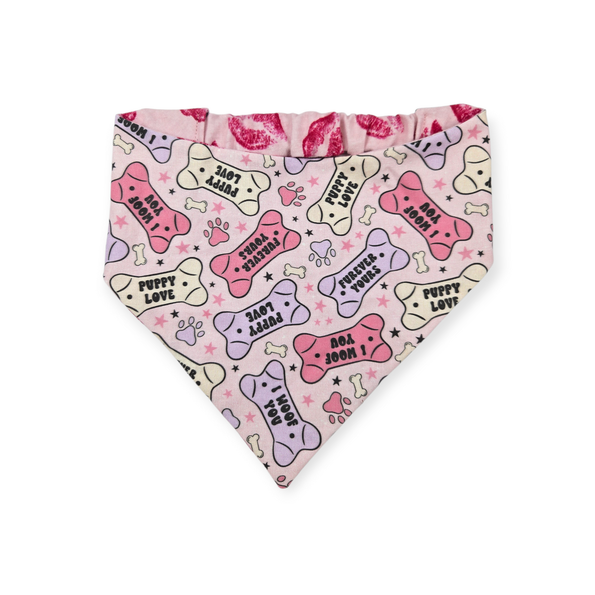 Conversation Hearts Bones/Kisses Slip-on Scrunchie Bandana (Large/X-Large)