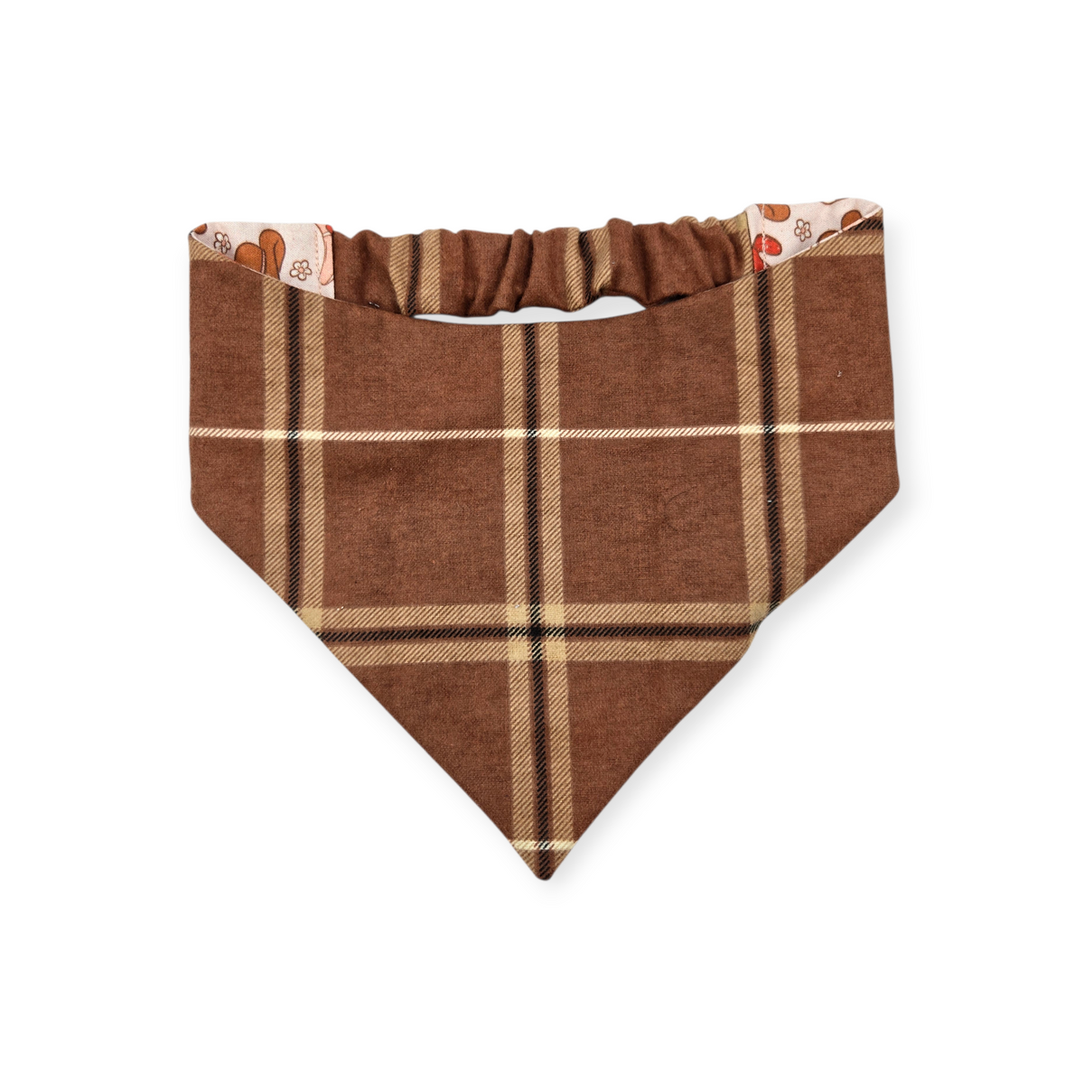 Western Valentines/Brown Plaid Slip-on Scrunchie Bandana (Medium)