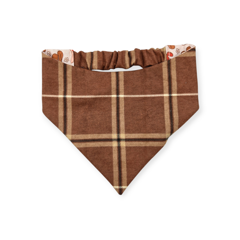 Western Valentines/Brown Plaid Slip-on Scrunchie Bandana (Medium/Large)