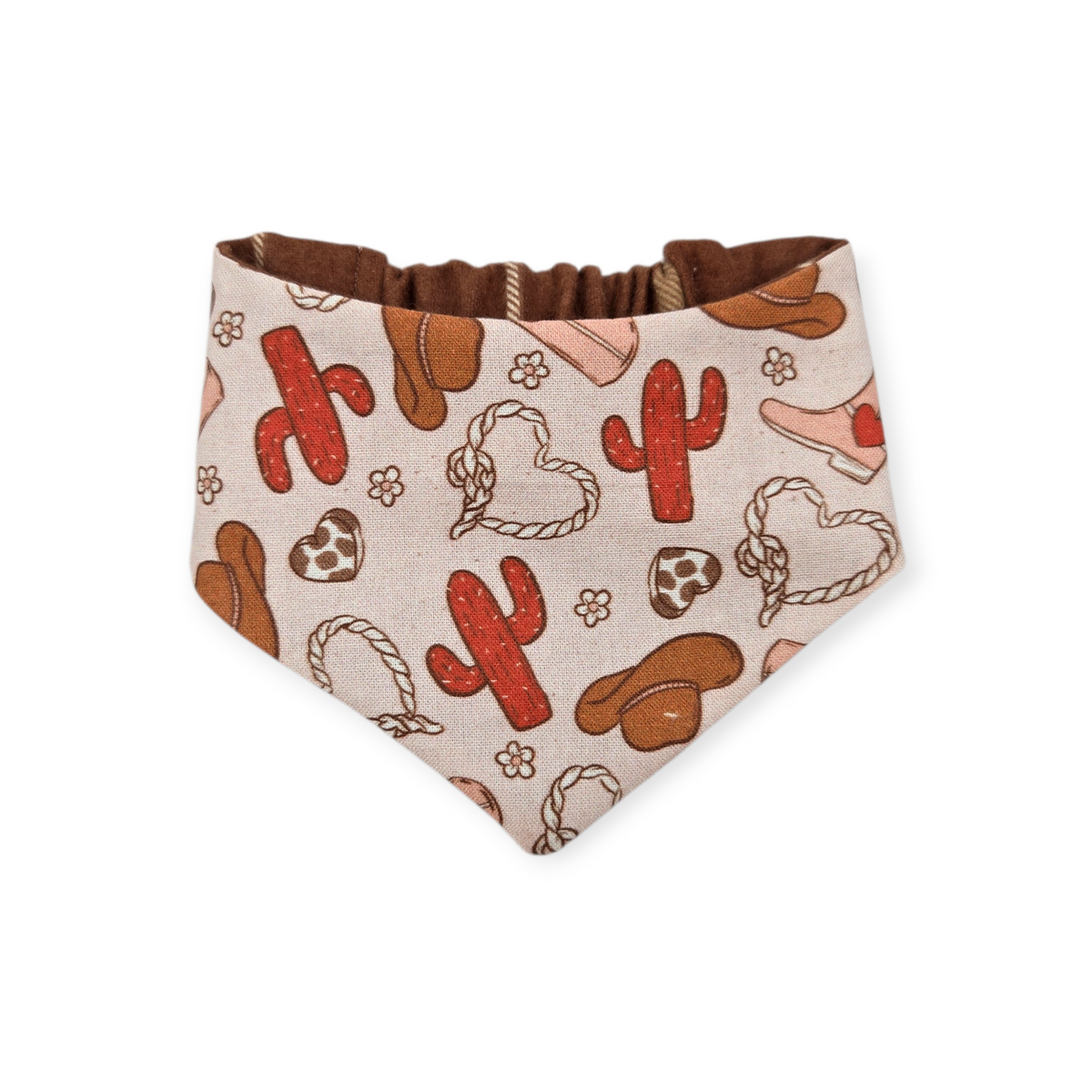Western Valentines/Brown Plaid Slip-on Scrunchie Bandana (Small/Medium)