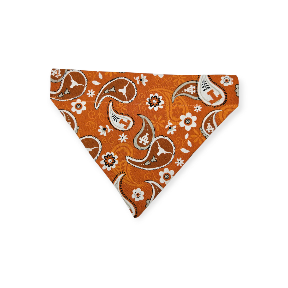 Longhorns/Pumpkin Plaid Reversible Slide-on Bandana (Small)