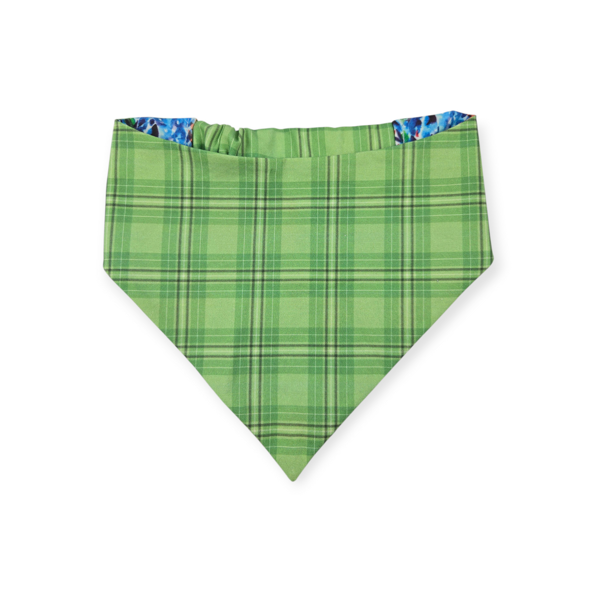 Indian Paintbrush & Bluebonnet/Green Plaid Reversible Slip-on Scrunchie Bandana (Large/X-Large)