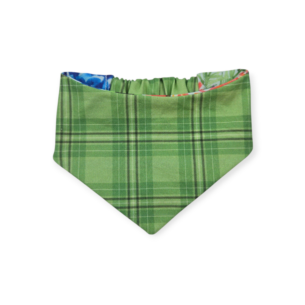 Indian Paintbrush & Bluebonnet/Green Plaid Slip-on Scrunchie Bandana (X-Small/Small)
