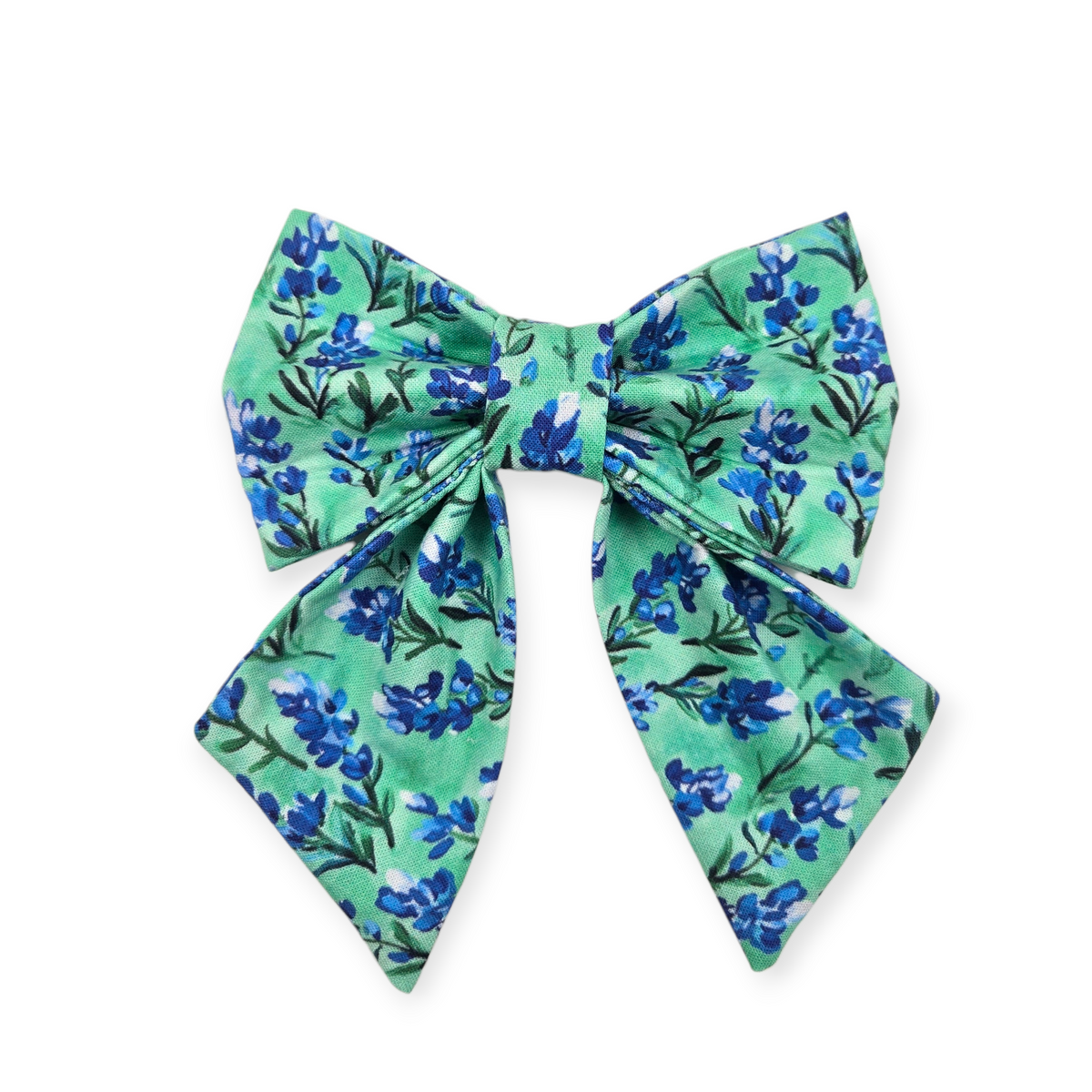 Preppy Bluebonnets on Green Sailor Bow - 5"