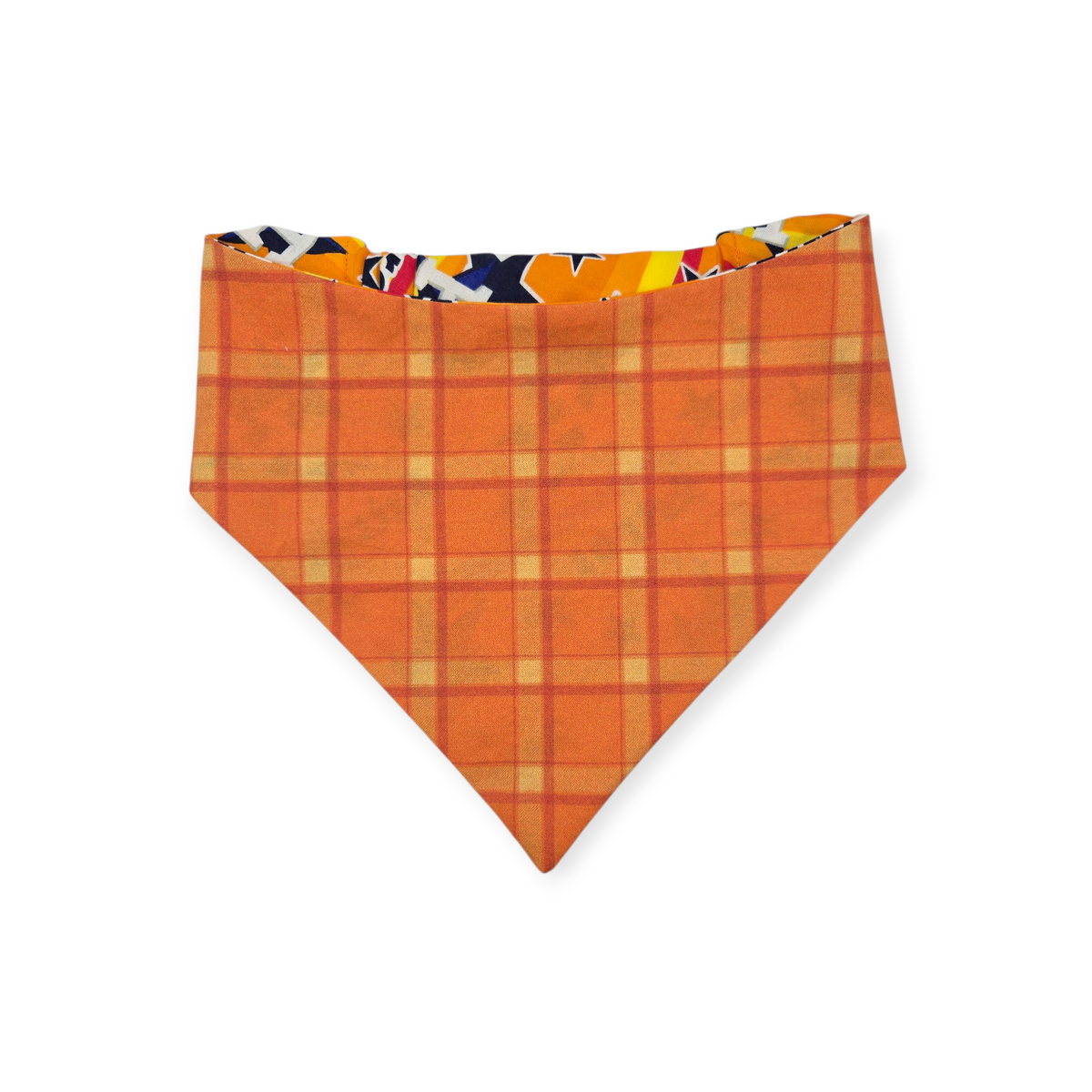 Astros/ Orange Plaid Slip-on Scrunchie Bandana (Large/X-Large)