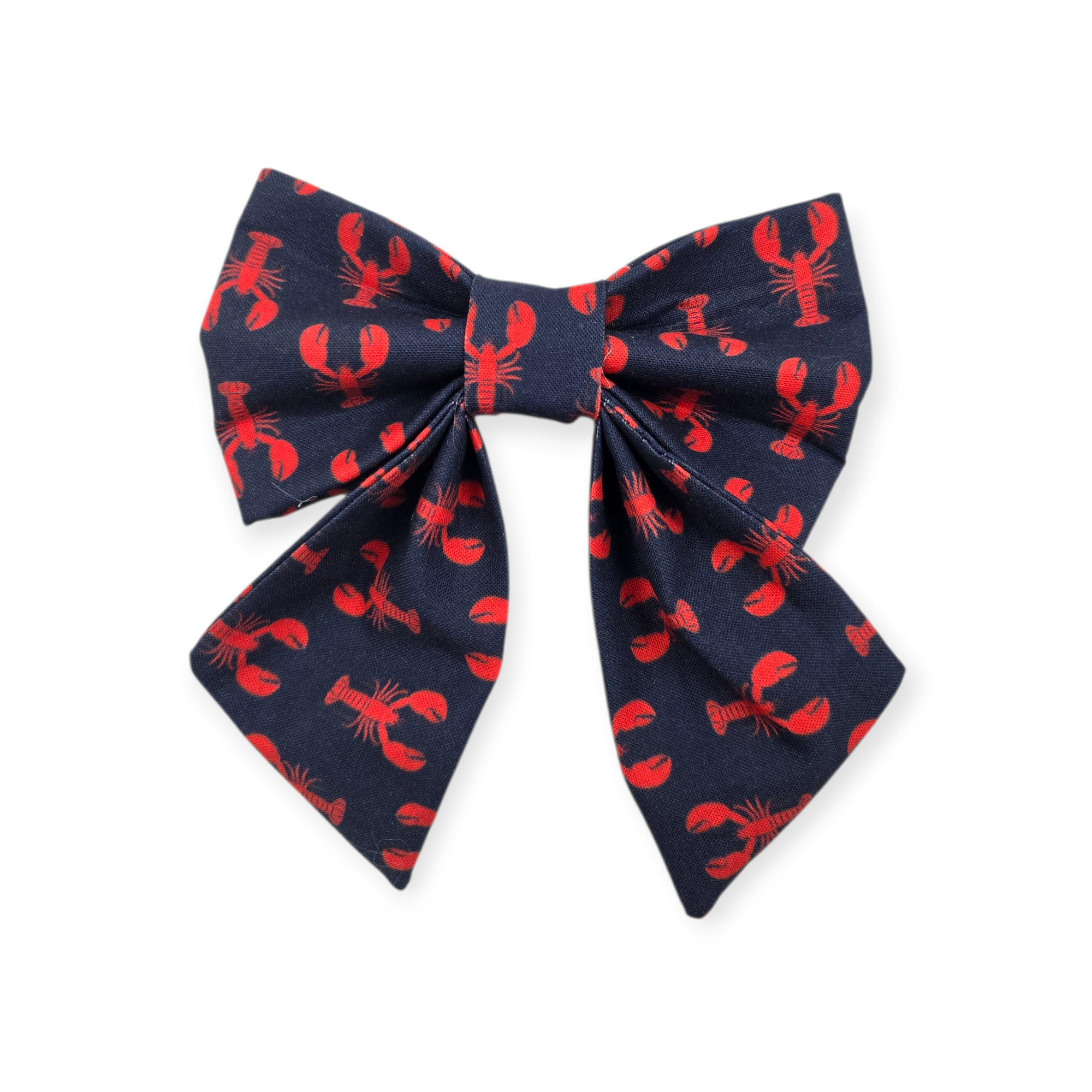Red Crawfish on Navy Sailor Bow - 5"