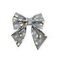 Gray Floral Bumble Bee Sailor Bow - 5"
