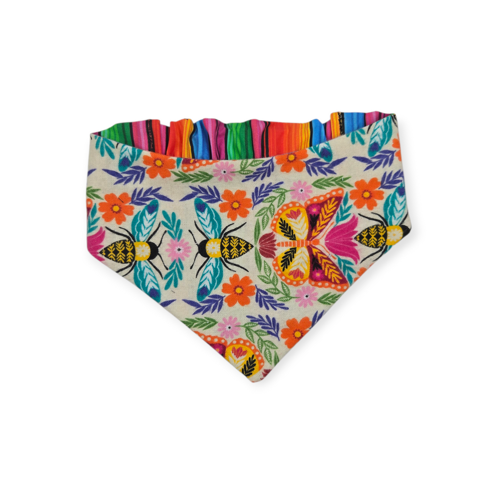 Crazy Butterflies/Serape Reversible Slip-on Scrunchie Bandana (X-Small/Small)