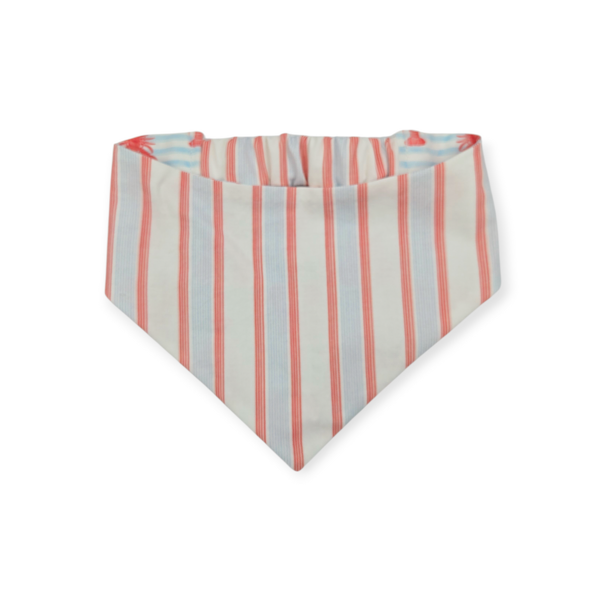 Crawfish on Stripes/Red & Blue Stripes Reversible Slip-on Scrunchie Bandana (Medium)