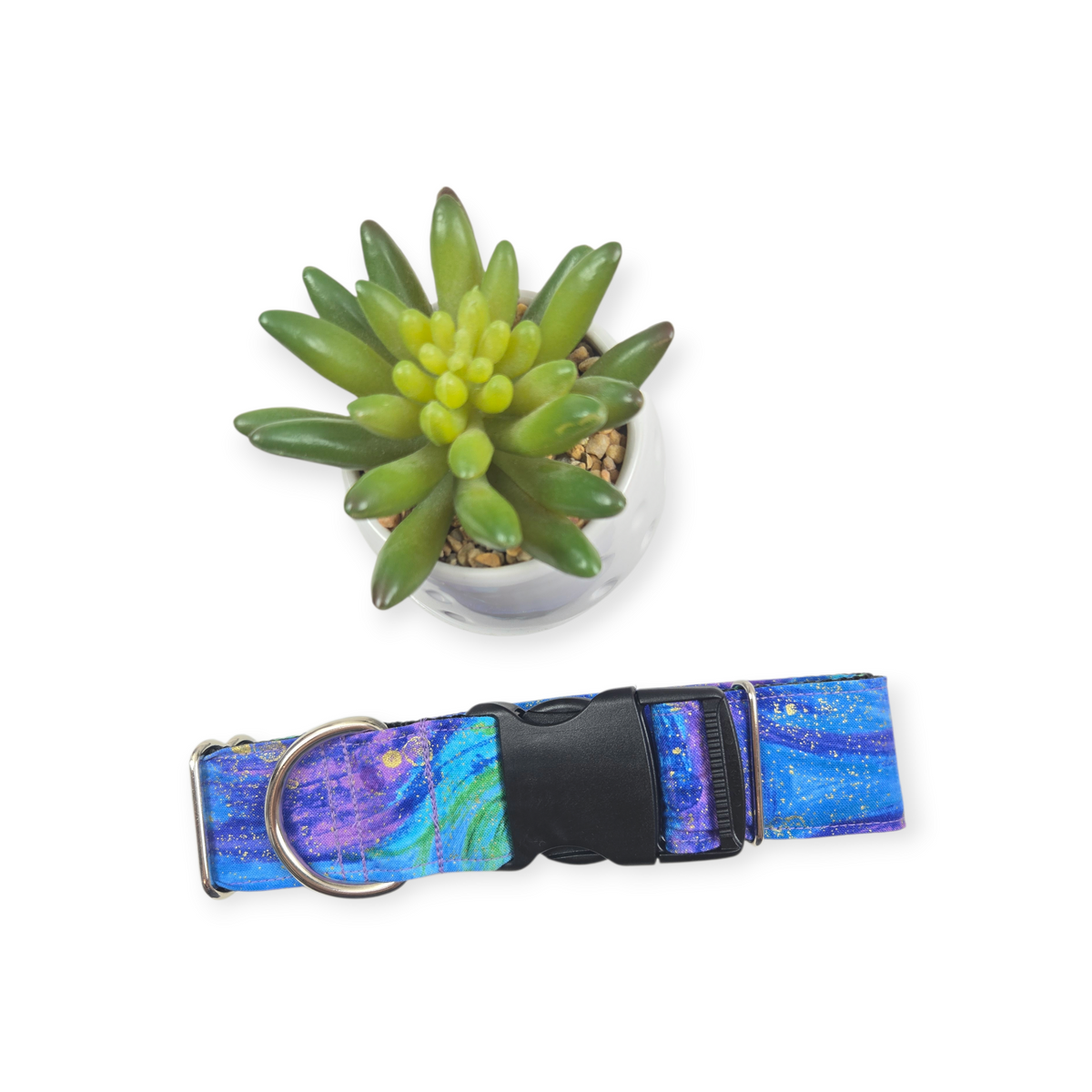 Starry Night Galaxy Dog Collar (X-Large, 1.5" wide)