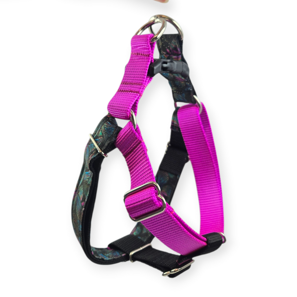 Butterfly Imprints & Razzberry Black Step-In Harness (Medium)