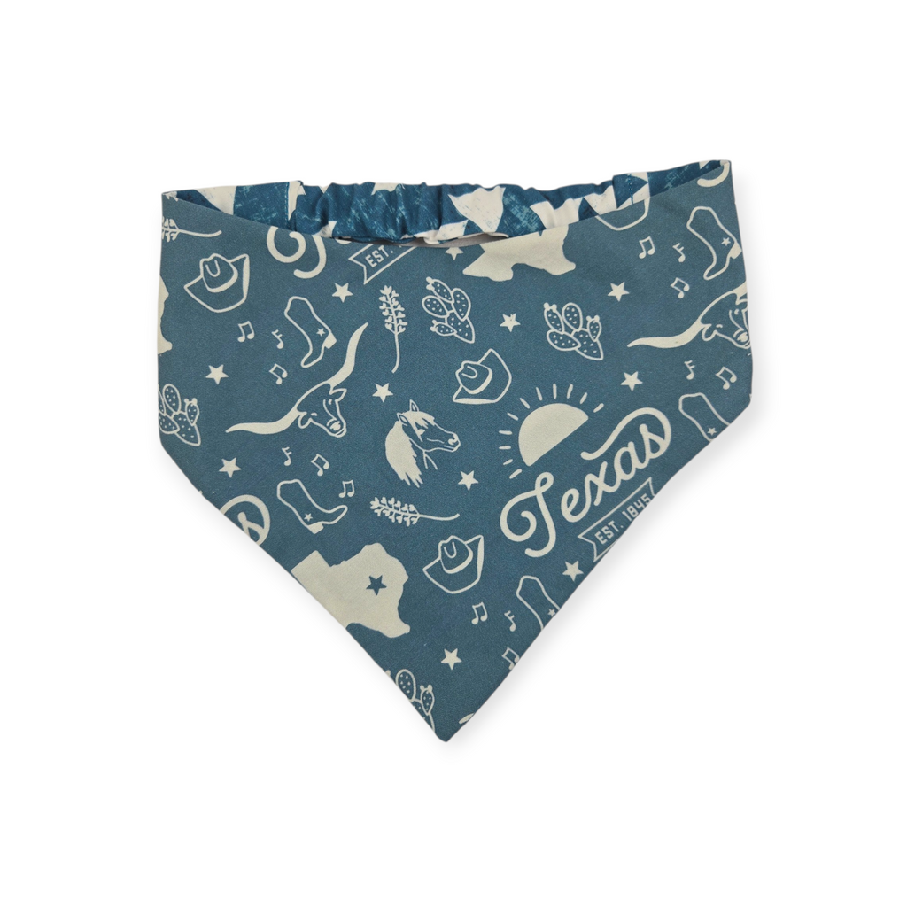 Texas Western Americana/Teal Southwestern Reversible Slip-on Scrunchie Bandana (Medium/Large)