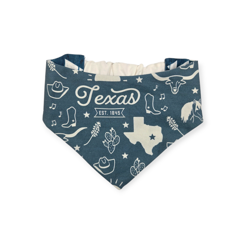 Texas Western Americana/Teal Southwestern Reversible Slip-on Scrunchie Bandana (Small/Medium)