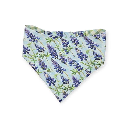 Bluebonnet & Texas/Multi Green Plaid Reversible Slip-on Scrunchie Bandana (Medium/Large)
