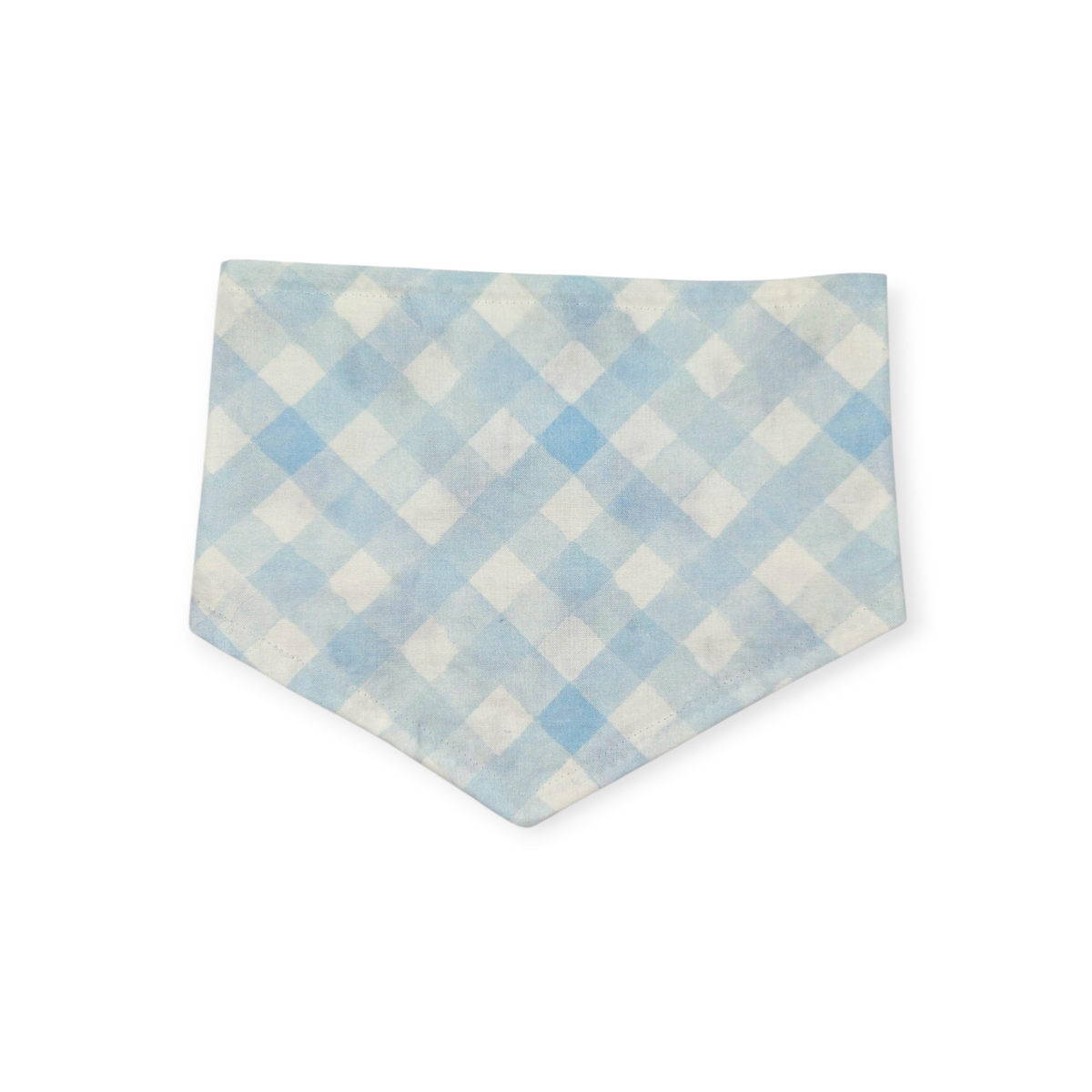 Texas Shaped Bluebonnet/Blue Watercolor Plaid Reversible Tie-on Bandana (Large)