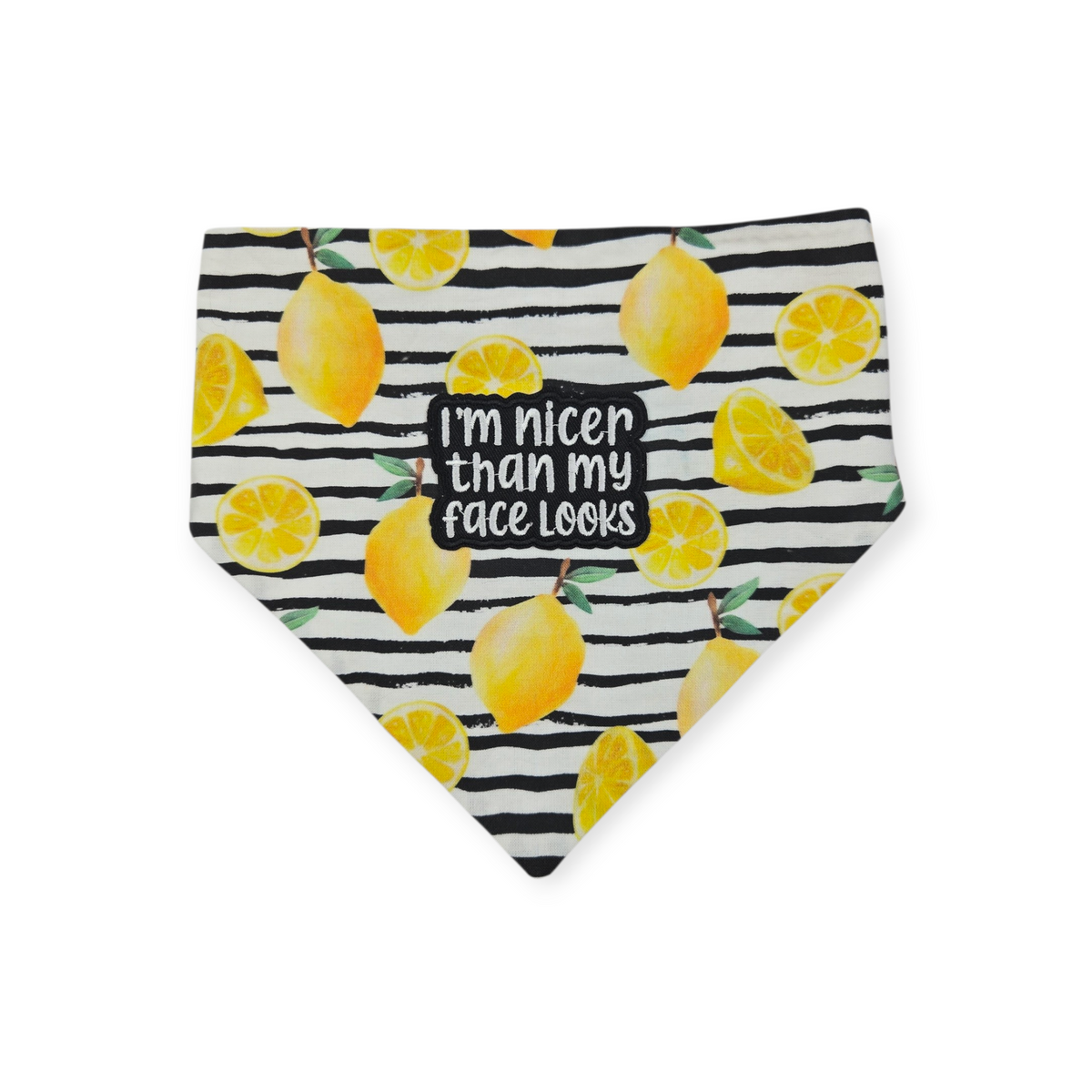 Watercolor Lemons/Black & White Plaid Slip-on Scrunchie Bandana (Medium/Large)
