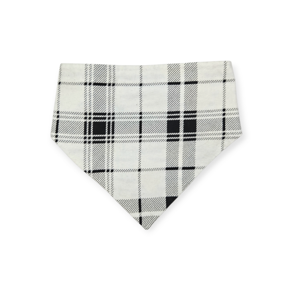 Watercolor Lemons/Black & White Plaid Slip-on Scrunchie Bandana (Medium/Large)