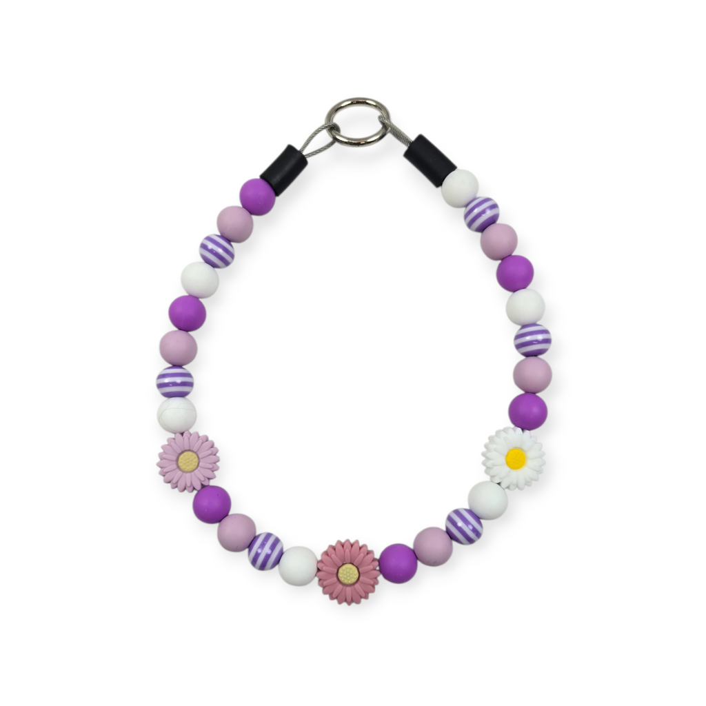 Purple Daisies Beaded Collar - 15.5"