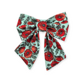 Poppy Floral on Blue Sailor Bow - 5"