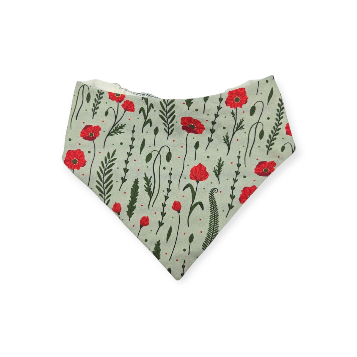 Sage Poppies/Green & Cream Stripes Reversible Slip-on Scrunchie Bandana (Large/X-Large)