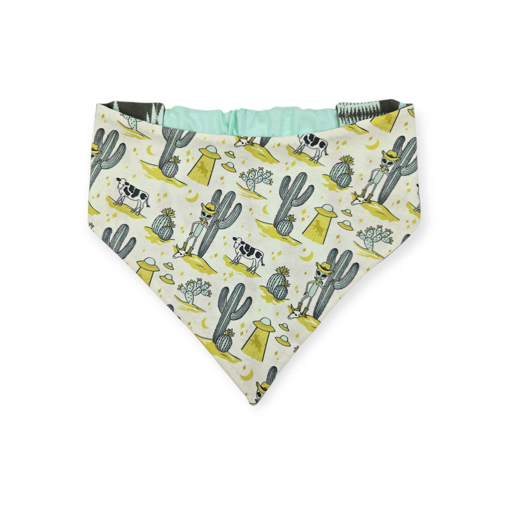 Cosmic Western Cowboy/Dark Olive Southwestern Reversible Slip-on Scrunchie Bandana (Large/X-Large)