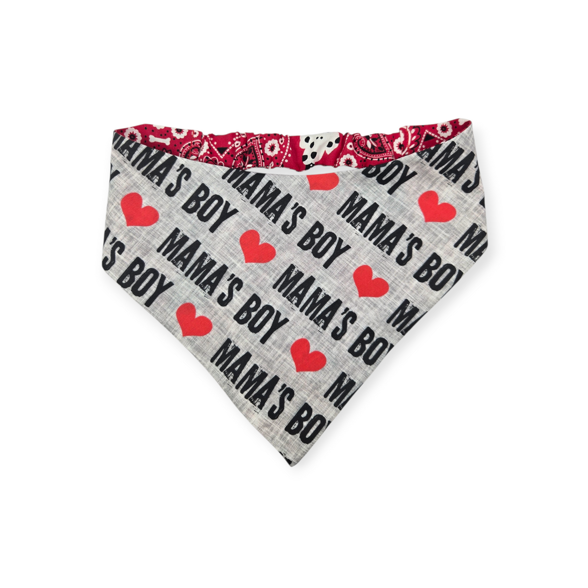 Mama's Boy/Red Paisley Reversible Slip-on Scrunchie Bandana (Large)