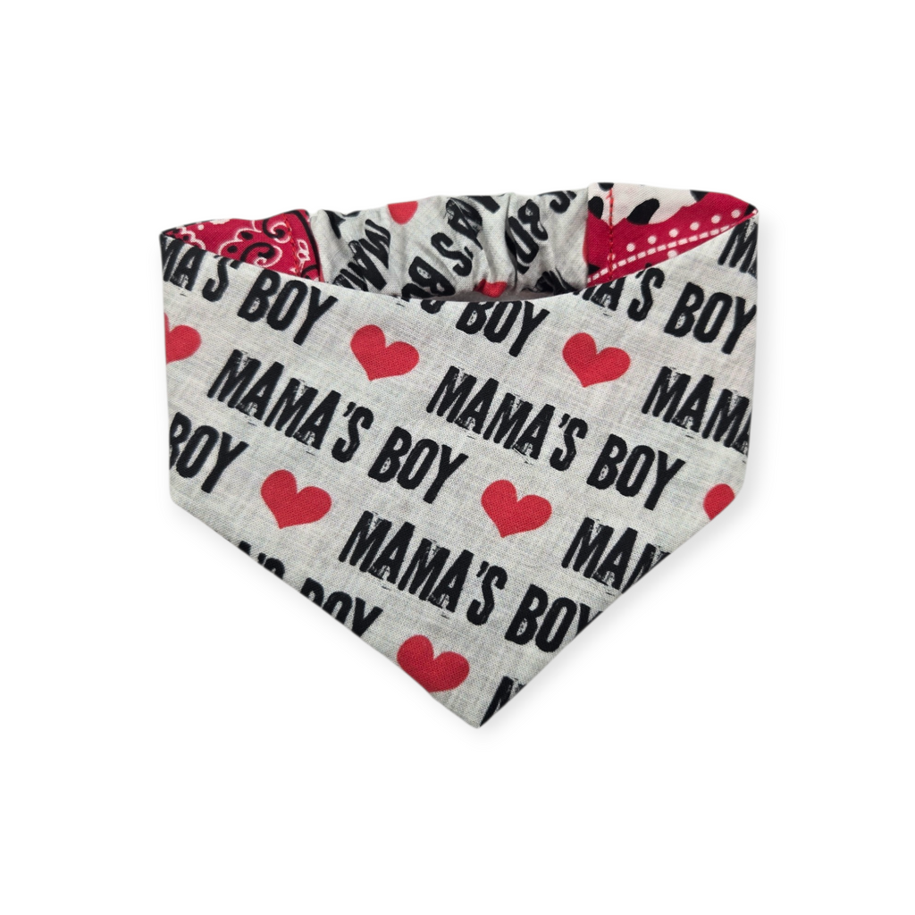 Mama's Boy/Red Paisley Reversible Slip-on Scrunchie Bandana (Small)