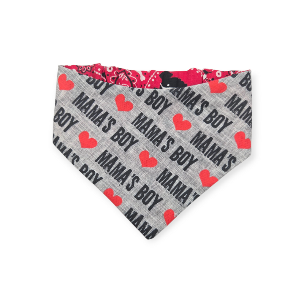 Mama's Boy/Red Paisley Reversible Slip-on Scrunchie Bandana (Medium/Large)