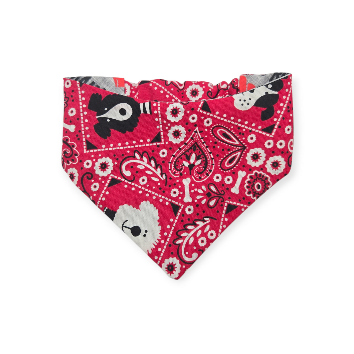 Mama's Boy/Red Paisley Reversible Slip-on Scrunchie Bandana (Medium)