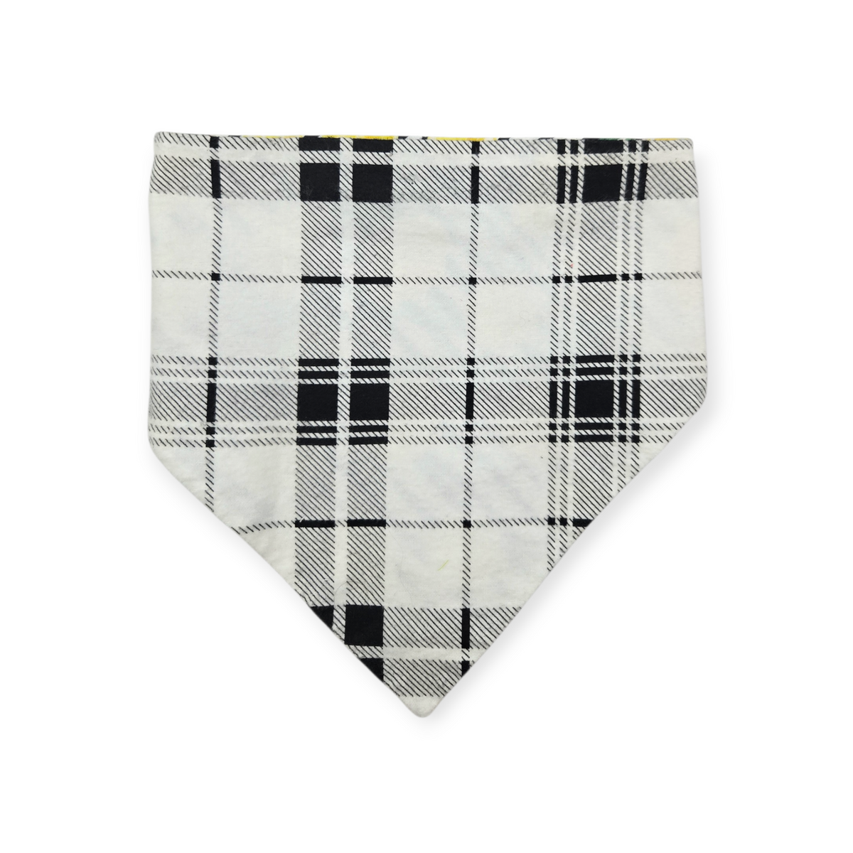 Watercolor Lemons/Black & White Plaid Slip-on Scrunchie Bandana (Large)