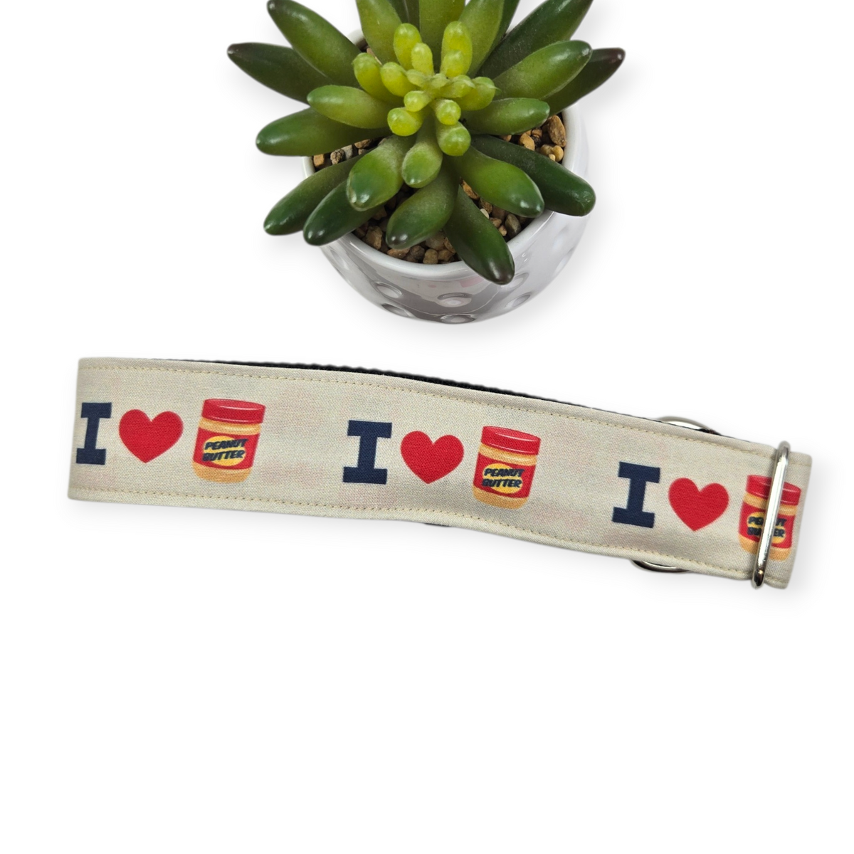 I <3 PB on tan Dog Collar (X-Large, 1.5" wide)
